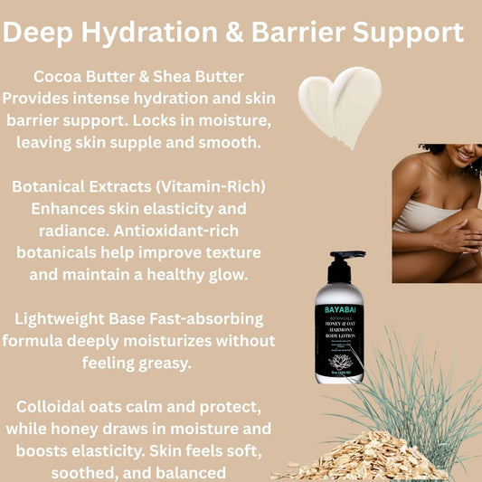 BAYABAI BOTANICALS HONEY & OAT HARMONY BODY LOTION – 8 OZ