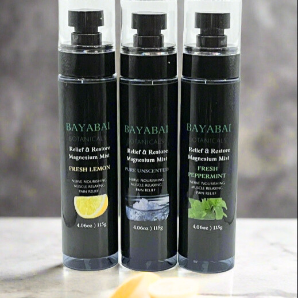 BAYABAI BOTANICALS RELIEF & RESTORE MAGNESIUM MIST FRESH LEMON 4 OZ