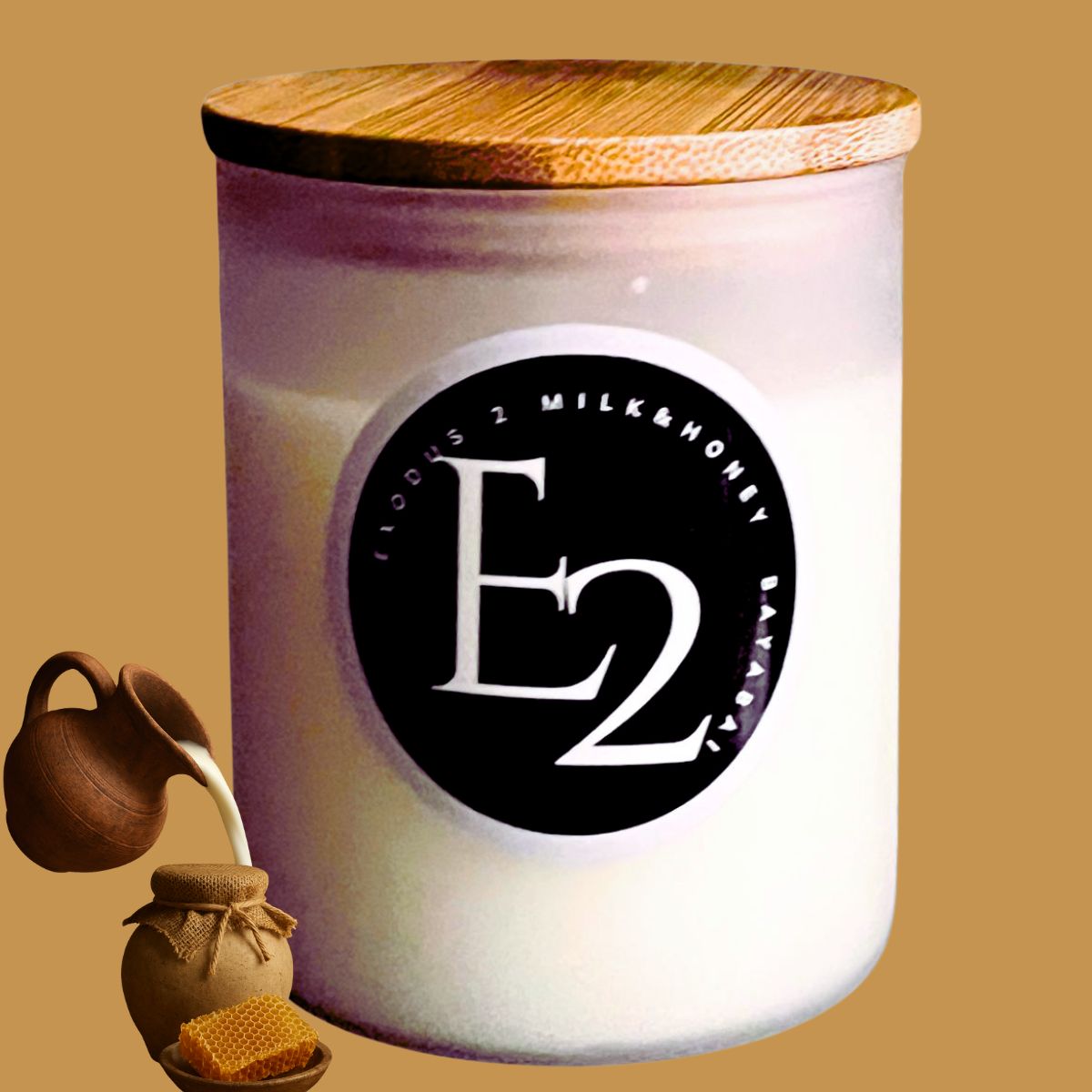 E2 MILK & HONEY- BAYABAI PURE SOY SCENTED  11Oz. 2 Wick Candle