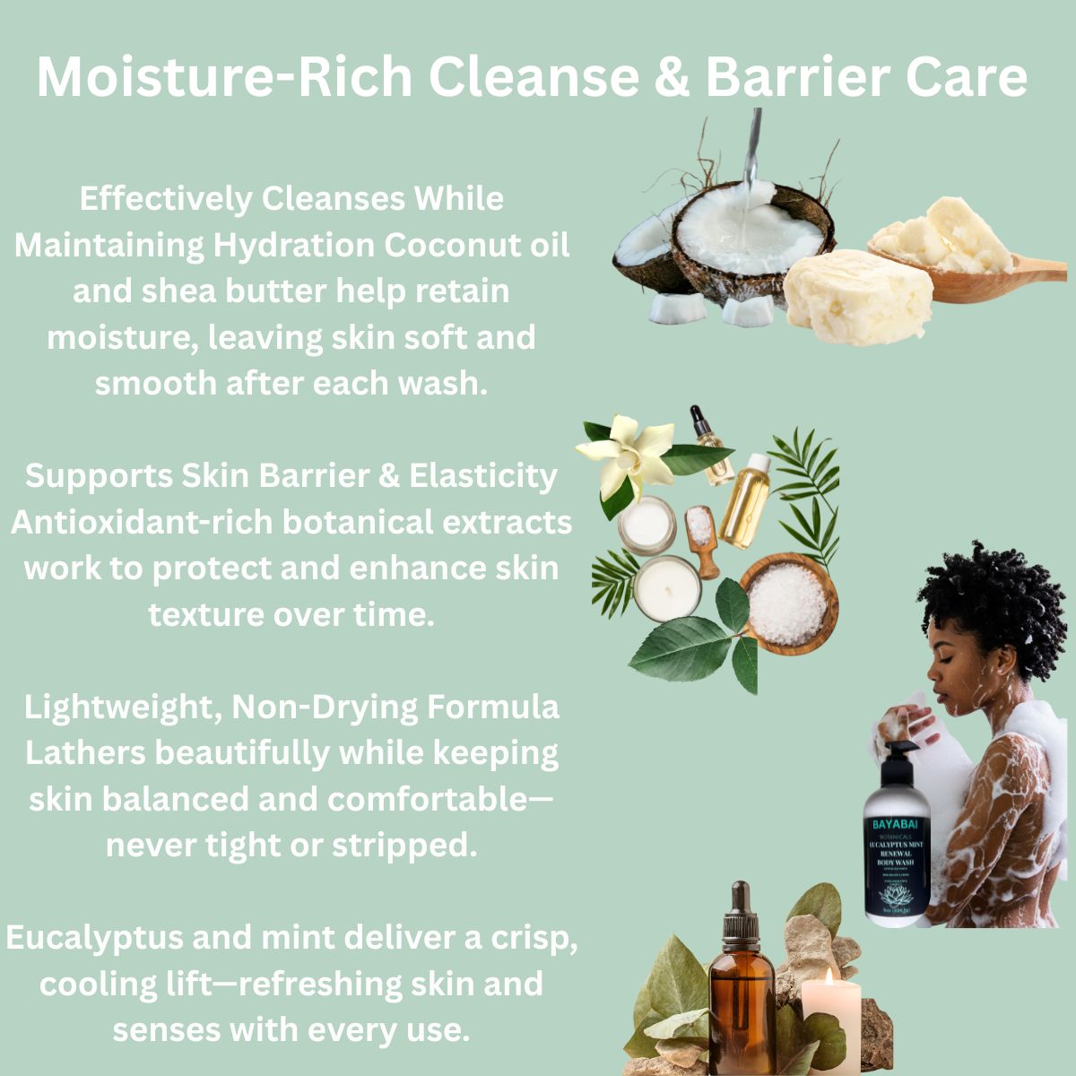 BAYABAI BOTANICALS EUCALYPTUS MINT RENEWAL BODY WASH 8OZ