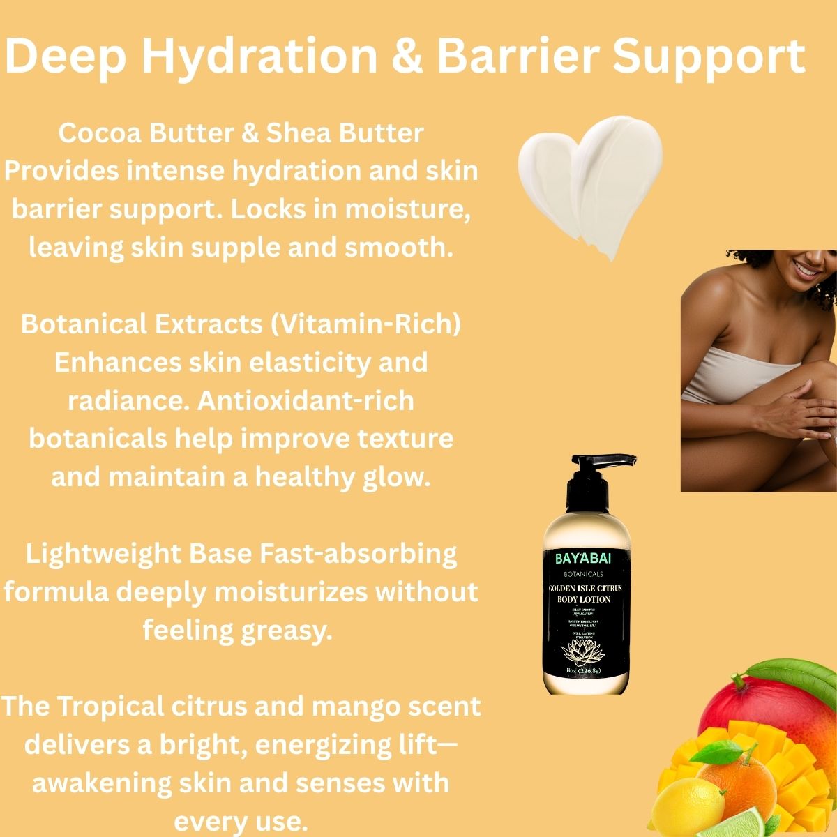 BAYABAI BOTANICALS GOLDEN ISLE CITRUS BODY LOTION 8 OZ