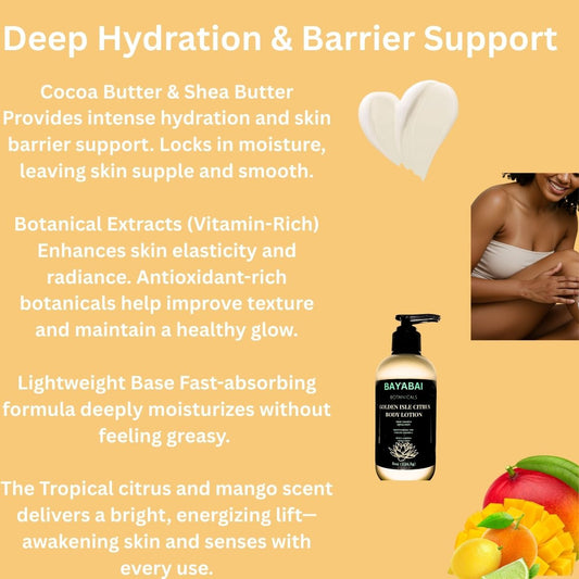 BAYABAI BOTANICALS GOLDEN ISLE CITRUS BODY LOTION 8 OZ