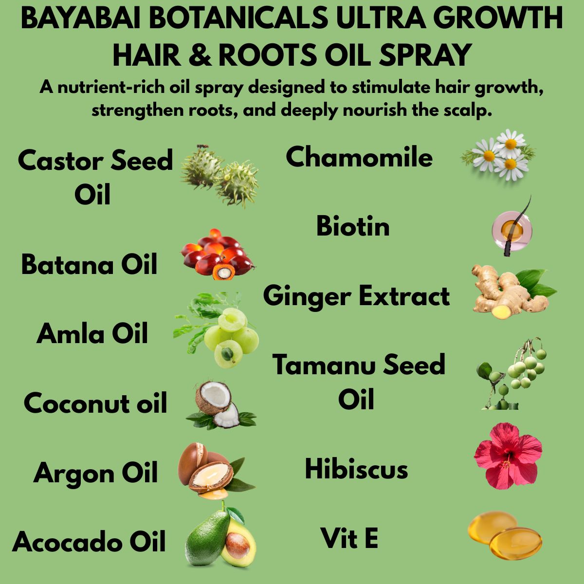 BAYABAI BOTANICALS ULTRA GROWTH HAIR & ROOTS OIL SPRAY – 3.2 OZ
