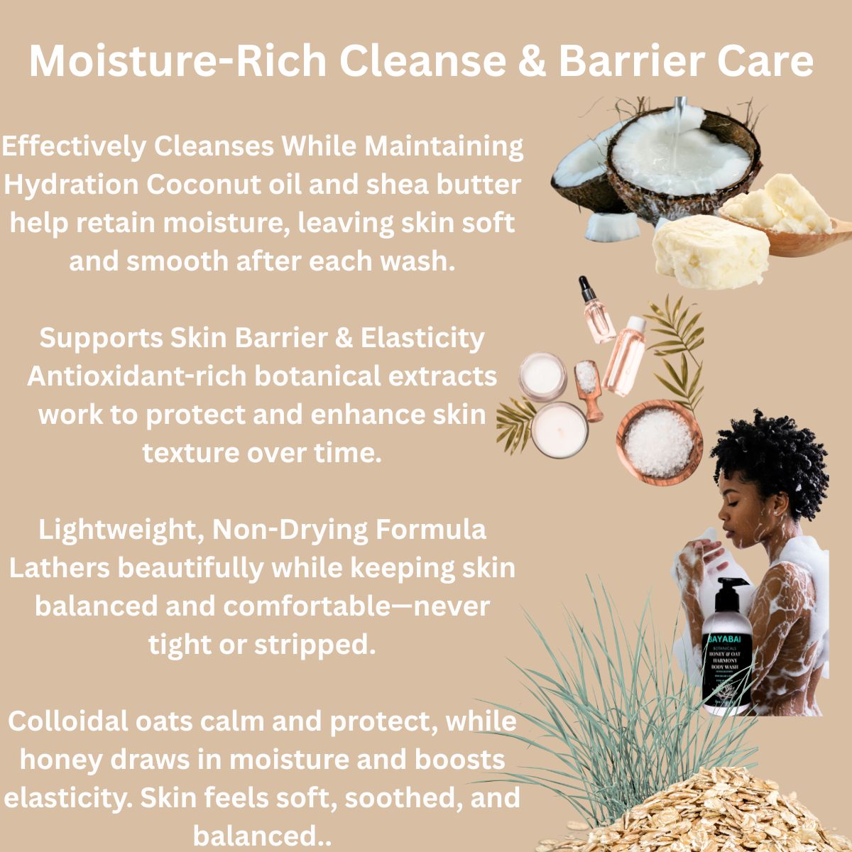 BAYABAI BOTANICALS HONEY & OAT HARMONY BODY WASH 8OZ