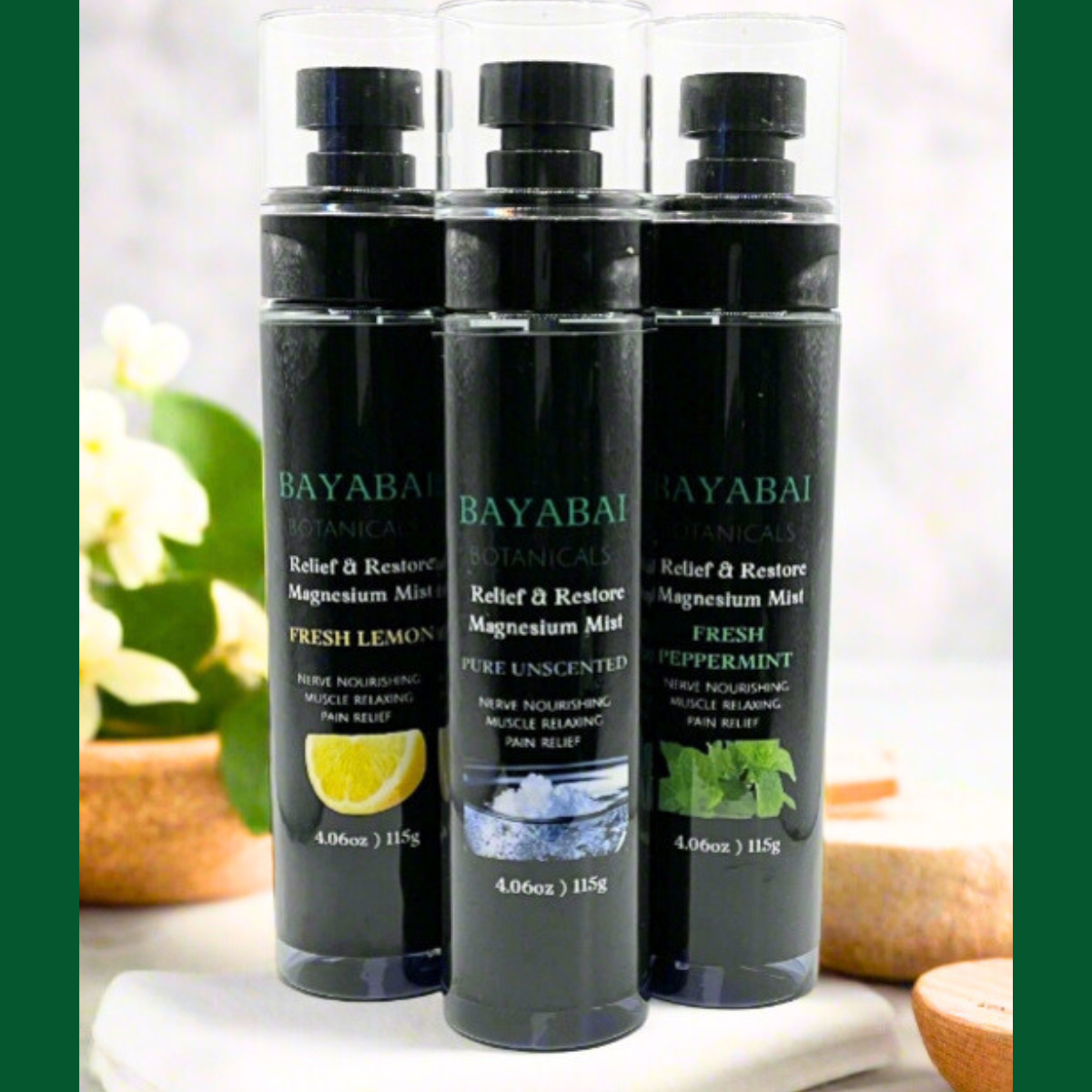 BAYABAI BOTANICALS RELIEF & RESTORE MAGNESIUM MIST FRESH PEPPERMINT 4.06 OZ