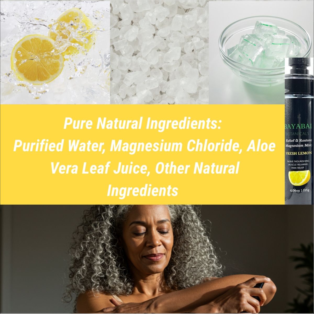 BAYABAI BOTANICALS RELIEF & RESTORE MAGNESIUM MIST FRESH LEMON 4 OZ