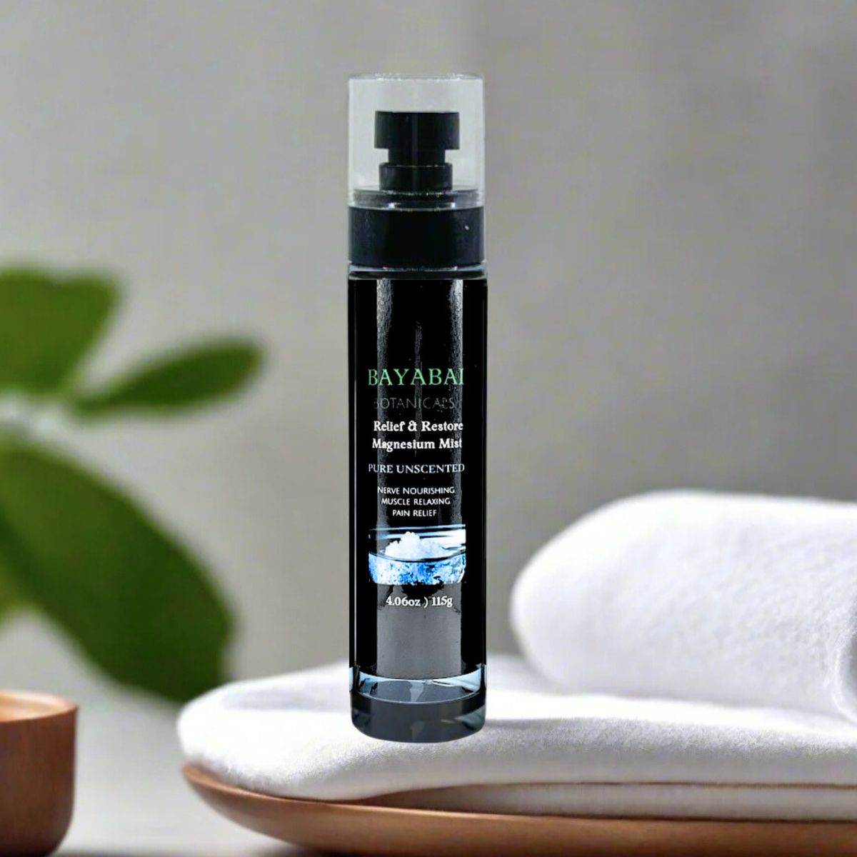 BAYABAI BOTANICALS RELIEF & RESTORE MAGNESIUM MIST PURE UNSCENTED  4.06 OZ