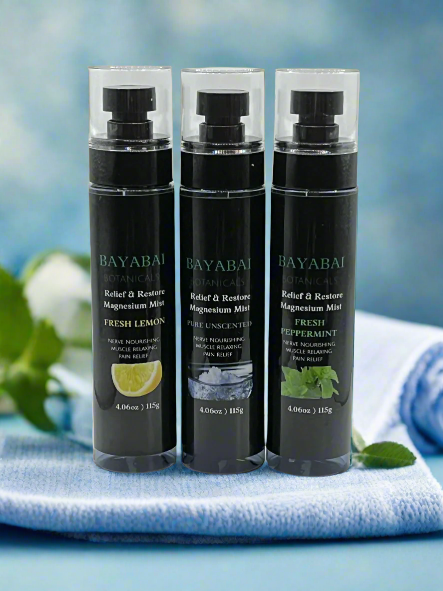 BAYABAI BOTANICALS RELIEF & RESTORE MAGNESIUM MIST PURE UNSCENTED  4.06 OZ