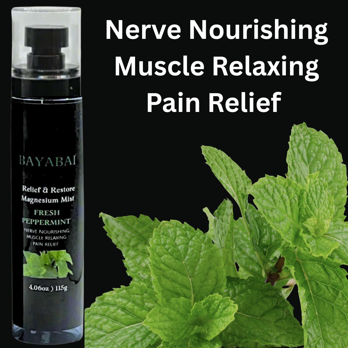 BAYABAI BOTANICALS RELIEF & RESTORE MAGNESIUM MIST FRESH PEPPERMINT 4.06 OZ